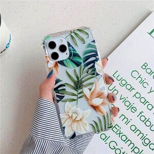 iPhone 11 Phone Case Tropical Palm leaf Floral 2-Layer Protective Clear Cover